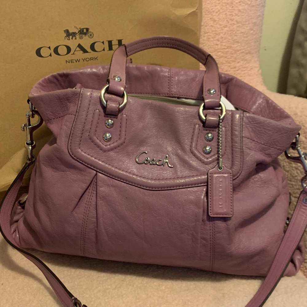 Coach Lavender Leather Shoulder Satchel